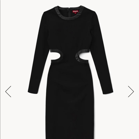 NWT STAUD Long Sleeve Dolce Cut Out Dress - Picture 2 of 11